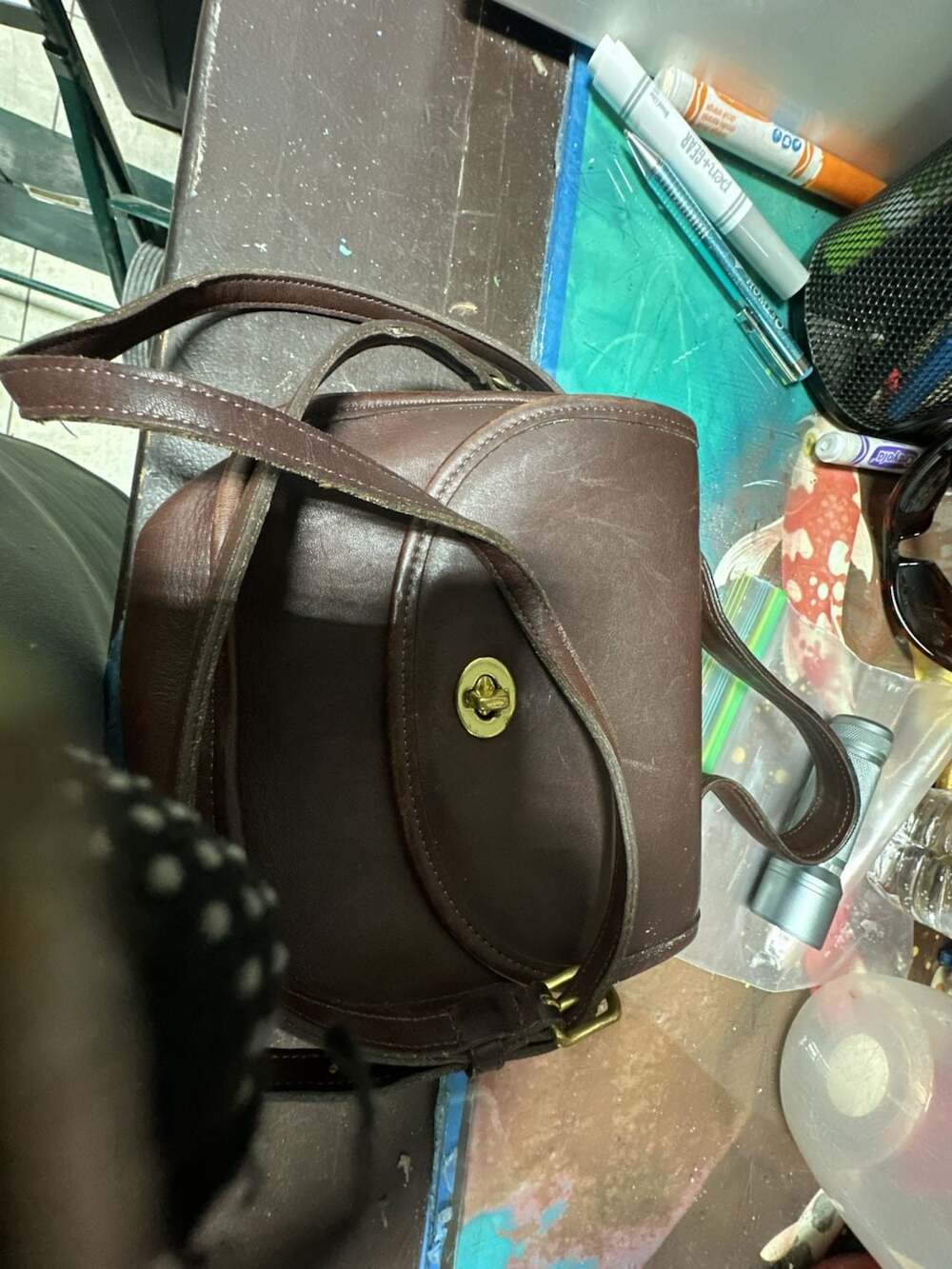 Vintage Coach Brown Leather Turnlock Shoulder Bag